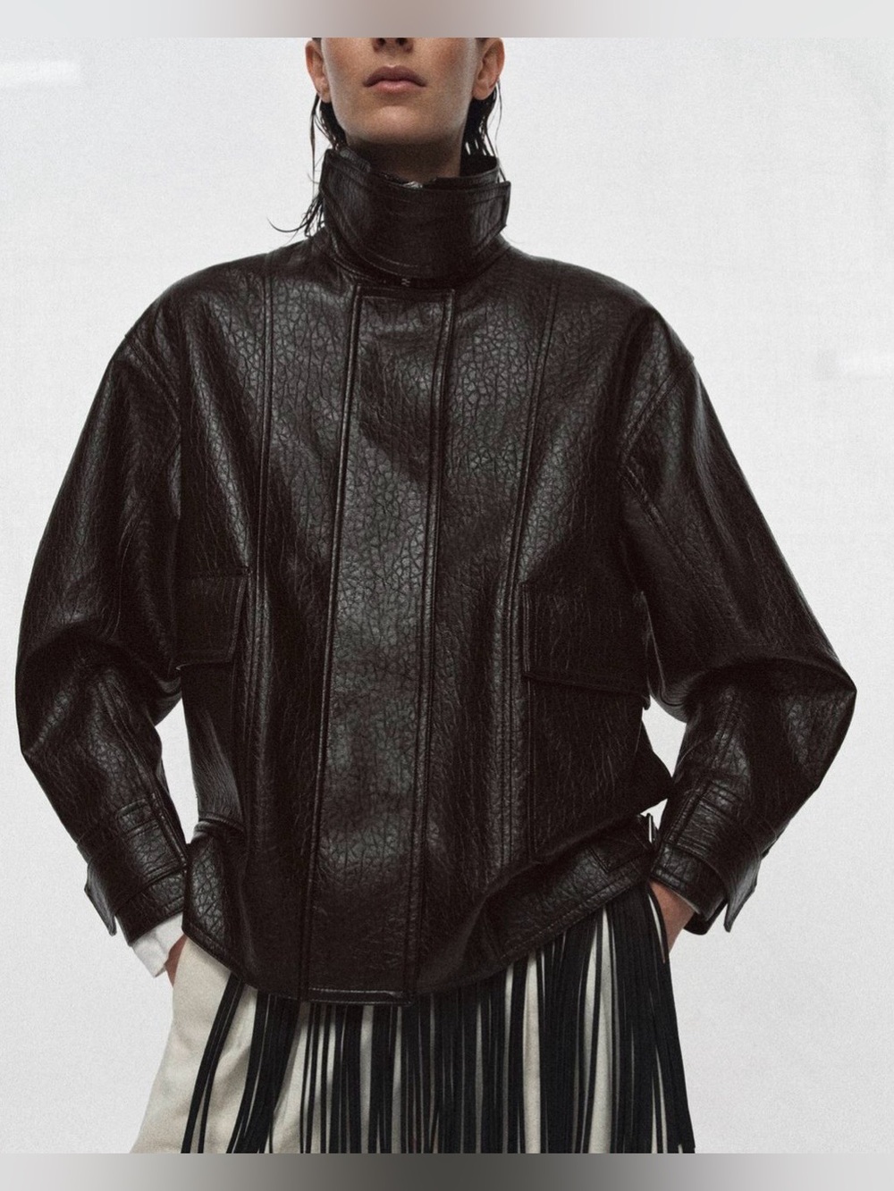 ZARA FAUX LEATHER JACKET ZW COLLECTION NWT
Size: M * Color: BROWN
High-Neck